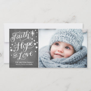 Hand Lettered Faith Hope Love Religious Kerstmis Feestdagenkaart