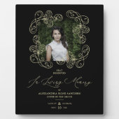 Hand Lettered Flourish Black Wedding Memorial Fotoplaat (Voorkant)