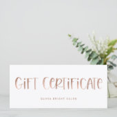 Hand Lettered Font Roos Gold | Cadeaubon (Staand voorkant)