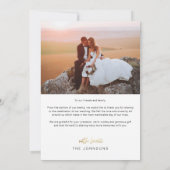 Hand Lettered Gold Script Heart Photos Wedding Bedankkaart (Achterkant)
