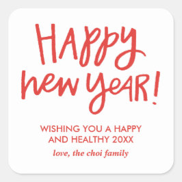 Hand Lettered Happy New Year Stickers - Rood
