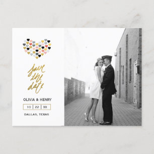 hand lettered Hearts   Briefkaart Datum opslaan