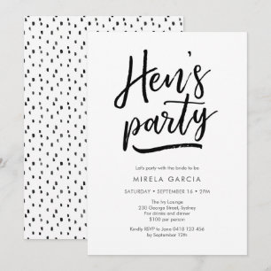 Hand lettered Hen's Party Invitation Kaart