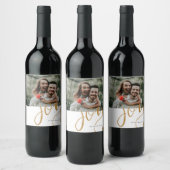 Hand Lettered Joy Aangepaste Foto Wijn Etiket (Flessen)