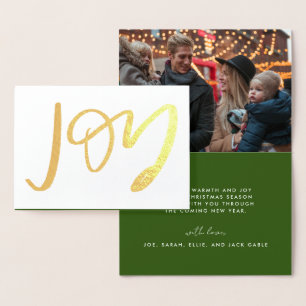 Hand Lettered JOY Photo Gold Foil Kaart