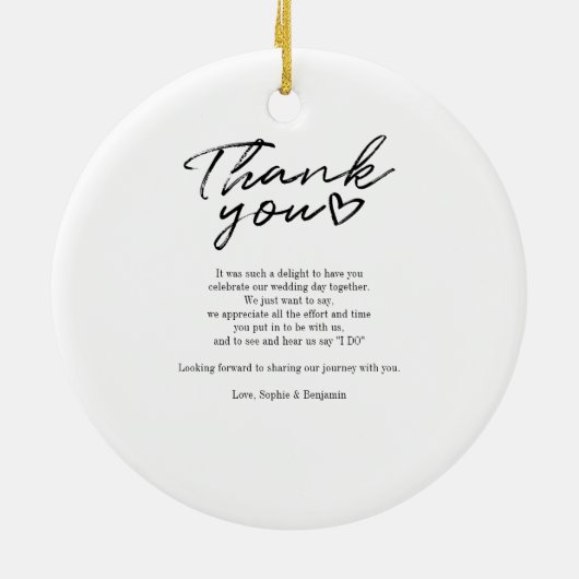 Hand-Lettered kerstbruiloft Foto Dank u Keramisch Ornament (Achterkant)