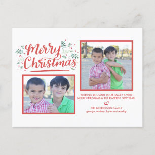 Hand Lettered KerstWinter Foliage Briefkaart