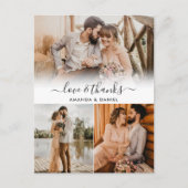 Hand Lettered Love and Bedankt Wedding Photo Aankondigingskaart (Voorkant)