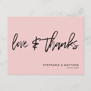 Hand-Lettered Love Bedankt Blush Roze Briefkaart