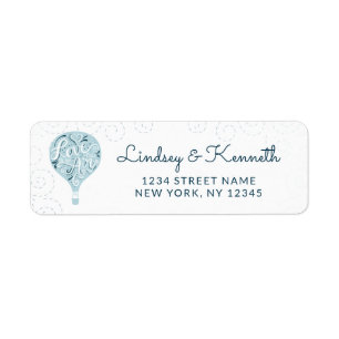 Hand Lettered Love Blue Balloon Retouradres Etiket