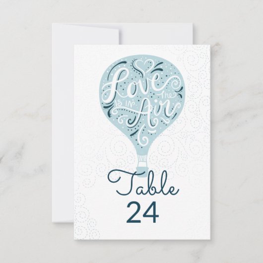 Hand Lettered Love Blue Trouwtafel Nummers Kaart (Voorkant)