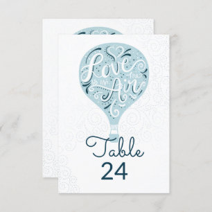 Hand Lettered Love Blue Trouwtafel Nummers Kaart
