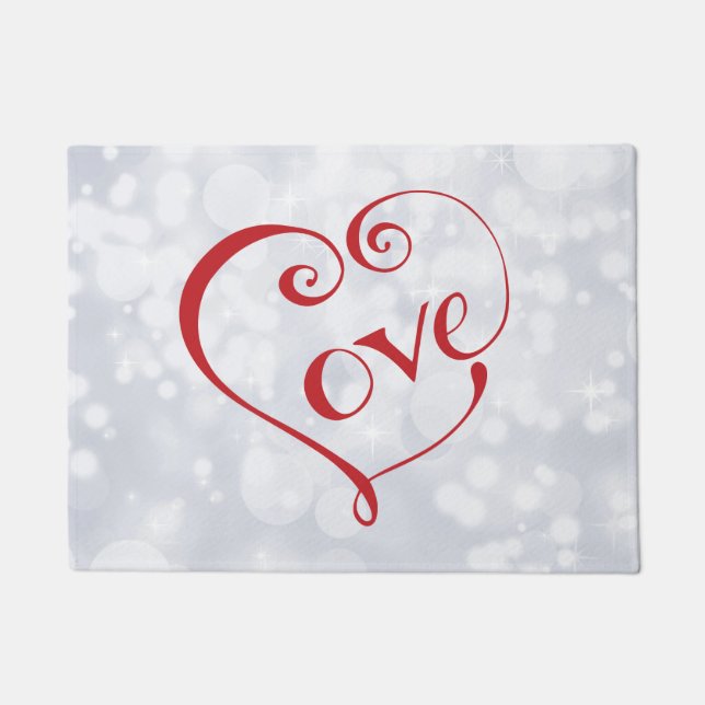 Hand Lettered Love Heart in Red Deurmat (Voorkant)