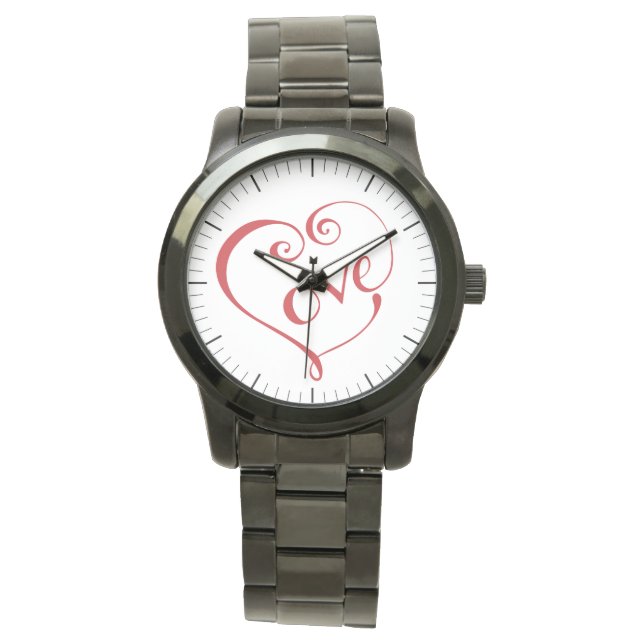 Hand Lettered Love Heart in Red Horloge (Voorkant)