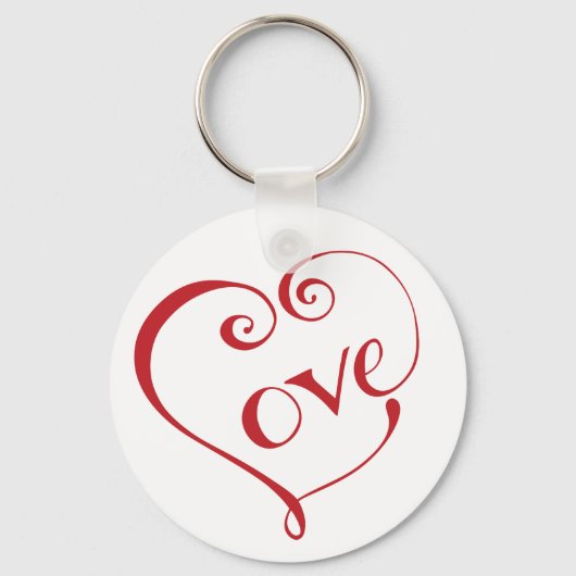 Hand Lettered Love Heart in Red Sleutelhanger (Voorkant)