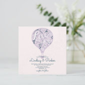 Hand Lettered Love Lavendel Paarse Bruiloft Vierka Kaart (Staand voorkant)
