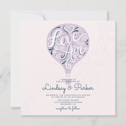 Hand Lettered Love Lavendel Paarse Bruiloft Vierka Kaart (Voorkant)