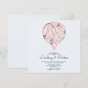 Hand Lettered Love Licht Roze Bruiloft Vierkant Kaart