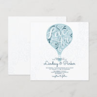 Hand Lettered Love Lichtblauw Bruiloft Vierkant