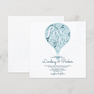 Hand Lettered Love Lichtblauw Bruiloft Vierkant Kaart