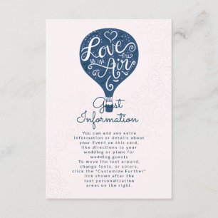 Hand Lettered Love Navy Bruiloft Informatie Informatiekaartje