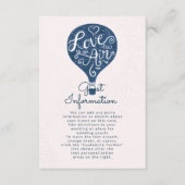 Hand Lettered Love Navy Bruiloft Informatie Informatiekaartje (Voorkant)