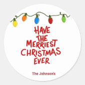 Hand Lettered Merry Christmas Round Sticker (Devant)