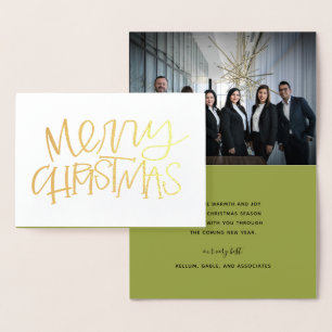 Hand Lettered Merry Kerstmis Foil Kaart