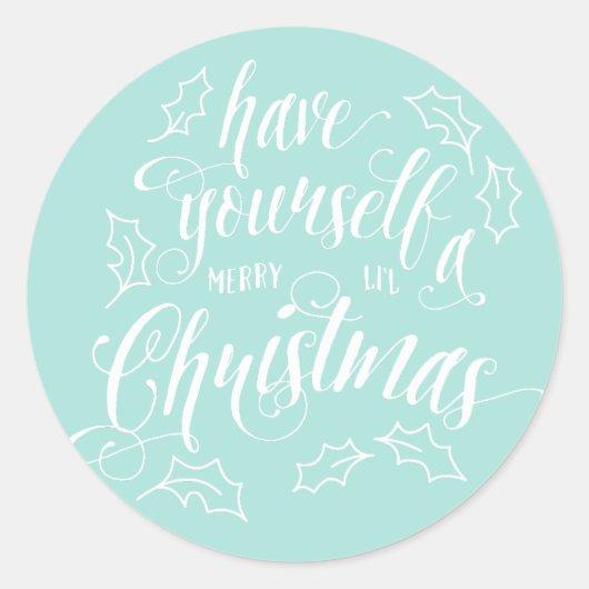 Hand Lettered Merry Li'l Kerstfeestay | Ronde Sticker (Voorkant)