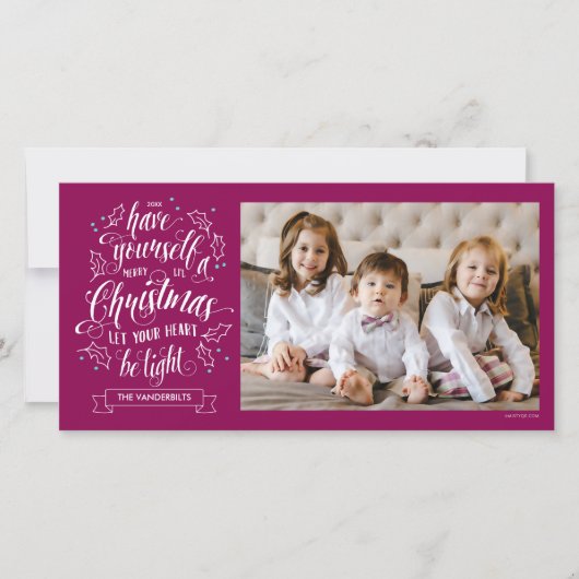 Hand Lettered Merry Li'l Kerstmis One Sided Feestdagenkaart