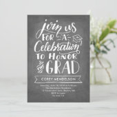 Hand Lettered Modern Chalkboard Graduation Party Kaart (Staand voorkant)