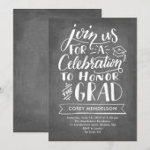 Hand Lettered Modern Chalkboard Graduation Party Kaart (Voorkant / Achterkant)