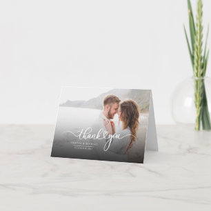 Hand Lettered Modern Wedding Foto Hartelijk dank Bedankkaart