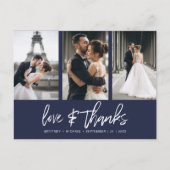 Hand-Lettered Photo Collage Navy Blue Dank u Briefkaart (Voorkant)