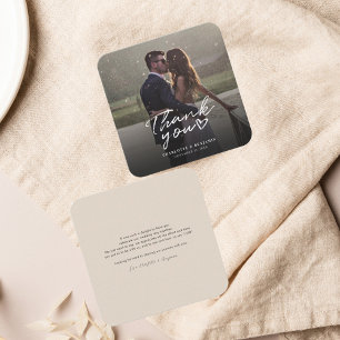 Hand-Lettered Photo Script Wedding Bedankt Notitiekaartje