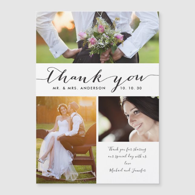 Hand Lettered Script 3 Foto's Wedding Dank u (Voorkant)