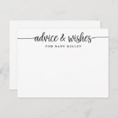 Hand Lettered Script Baby Advies en Wensen Kaart (Voorkant / Achterkant)
