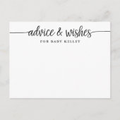 Hand Lettered Script Baby Advies en Wensen Kaart (Voorkant)