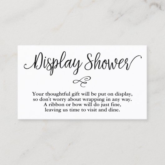 Hand Lettered Script Baby shower Gift Display Kaar Visitekaartje (Voorkant)