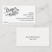Hand Lettered Script Diaper Raffle Enclosure Kaart Visitekaartje (Voorkant / Achterkant)