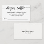 Hand Lettered Script Diaper Raffle Enclosure Kaart Visitekaartje (Voorkant / Achterkant)