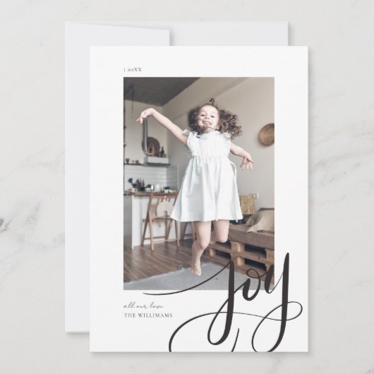 Hand Lettered Script Joy Kerstfeestdag Foto (Voorkant)