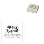 Hand Lettered Script Merry-kerstadres Rubberstempel (Gestempeld)