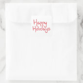 Hand-lettered script red Happy Holidays Vierkante Sticker (Tas)