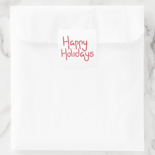 Hand-lettered script red Happy Holidays Vierkante Sticker (Tas)