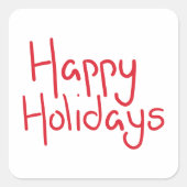 Hand-lettered script red Happy Holidays Vierkante Sticker (Voorkant)