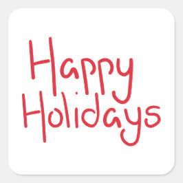 Hand-lettered script red Happy Holidays Vierkante Sticker