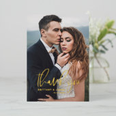 Hand Lettered Script Wedding Foto Hartelijk dank Folie Uitnodiging (Staand Voorkant)