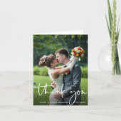 Hand Lettered Script Wedding Foto Hartelijk dank Kaart (Voorkant)