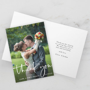 Hand Lettered Script Wedding Foto Hartelijk dank Kaart